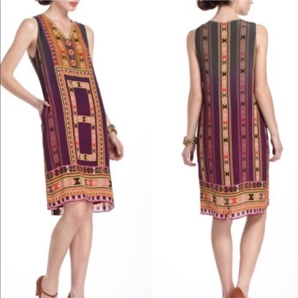 Anthropologie TANVI KEDIA rich multi colored Rayon shift dress - Picture 6 of 12